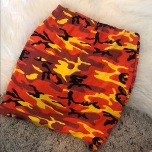 Orange Camo Mini Skirt